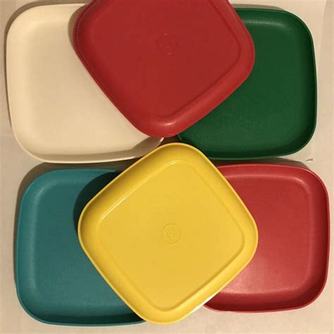 Tupperware Plates Square 8 Inch Multicolored Vintage Set Of 6 Ebay In