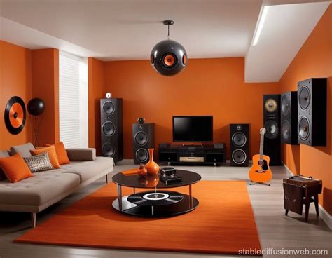 Modern Burnt Orange Record Collectors Haven: Record Player, Speakers ...