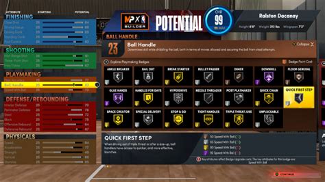 NBA 2K22 Next Gen Badge Attribute Requirements Finishing Shooting