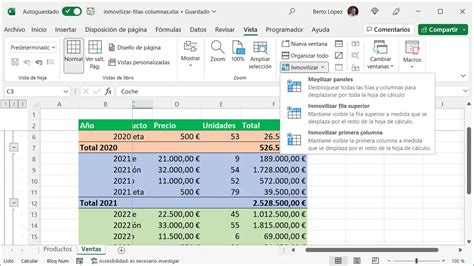 Cómo fijar Filas y Columnas e inmovilizar celdas en Excel Office a Tope