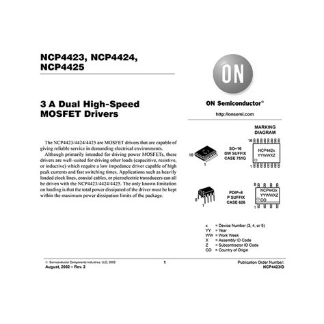 Ncp Onsemi A Dual High Speed Mosfet Driver Datasheet