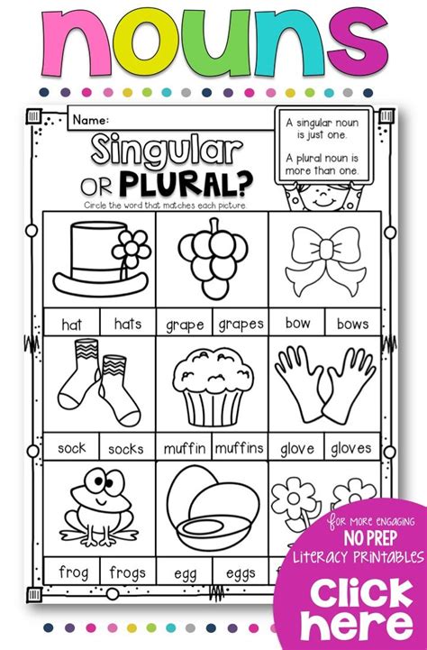 Plurals Worksheet First Grade