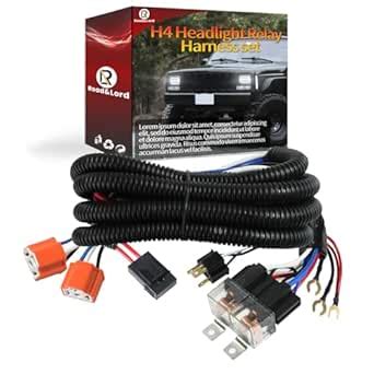 RoadandLord H4 Headlight Relay Wiring Harness - H4 9003 Relay Harness