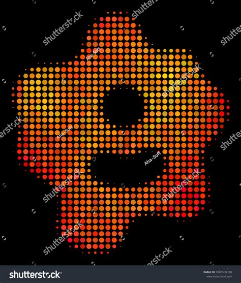 Pixel Amoeba Icon Bright Pictogram Orange Vector De Stock Libre De