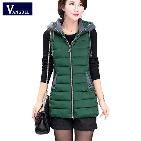 Women Vests 2016 Autumn Winter Thick Warm Down Cotton Waistcoat Zipper Padded Hooded Women Vest