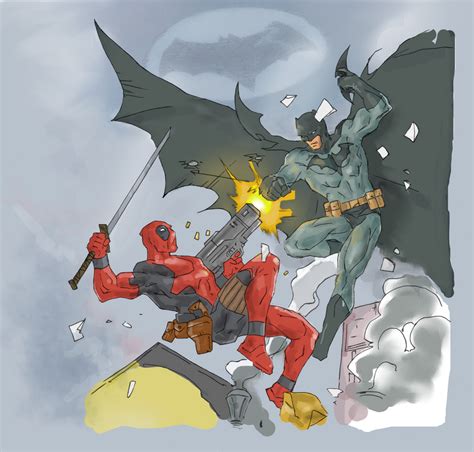 Batman vs deadpool drawing (Colored) by electronicdave on DeviantArt