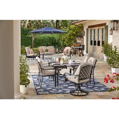 Have A Question About Hampton Bay Laurel Oaks 7 Piece Black Steel Outdoor Patio Dining Set With