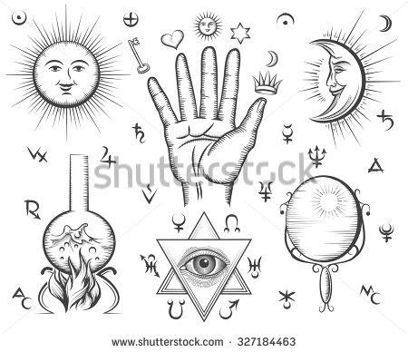 Alchemy, spirituality, occultism, chemistry, magic tattoo vector ...