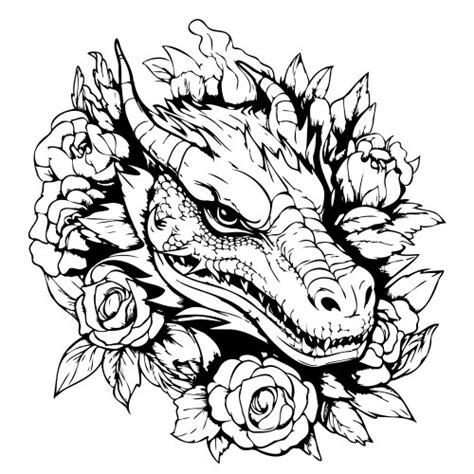 Fantasy Dragon Sitting Sketch Royalty Free Vector Image