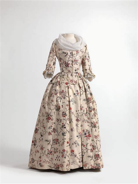 Dress robe à l anglaise and skirts in chintz India ca 1770 1790