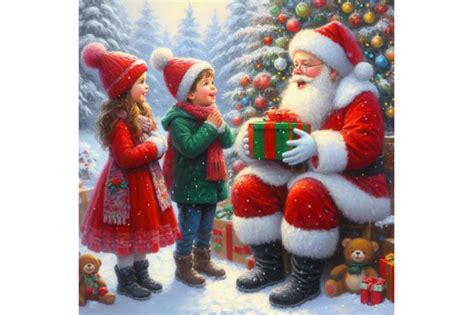 Bundle of Kids meet santa during Christmas. Kids joyfully seeing Santa ...