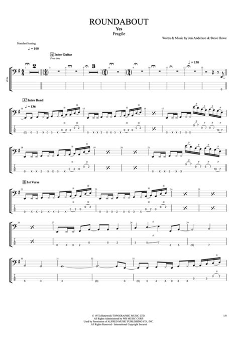 Roundabout Tab By Yes Guitar Pro Full Score MySongBook