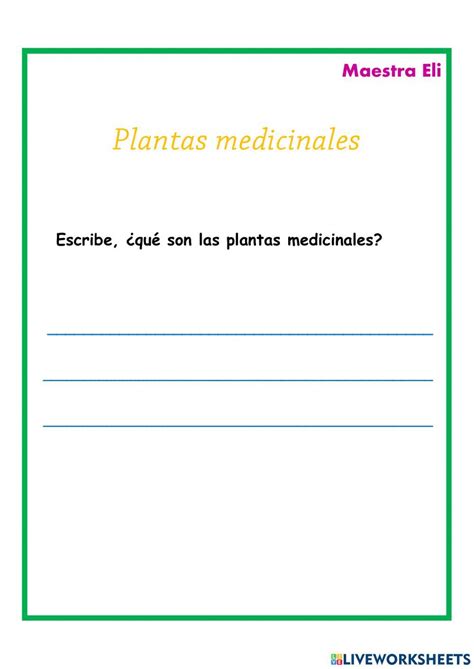 Plantas Medicinales Activity For 1 Live Worksheets