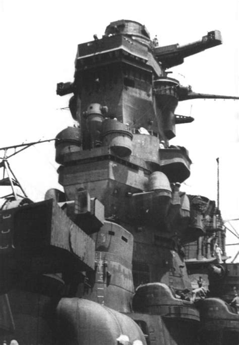 Battleship Musashis Superstructure During Its Trials Between Tokuyama