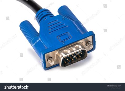 Blue Dvi Monitor Cable White Background Stock Photo 1280215597