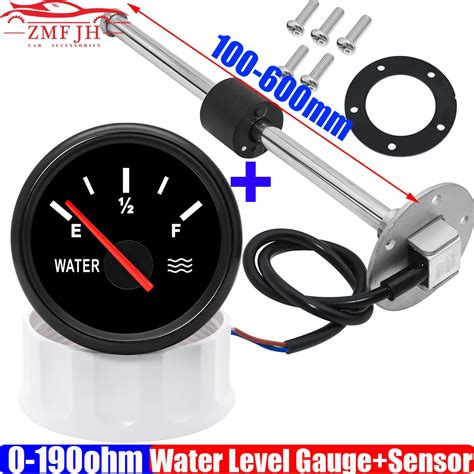 Water Level Sensor 52mm Water Level Meter Tank Indicator With Red Backlight 0 190 Ohm Water