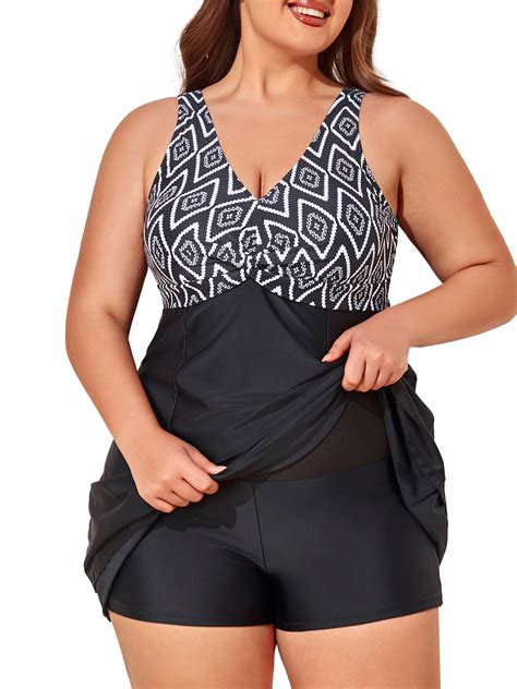 Summer Mae Womens Plus Size Swimsuits With Shorts One Piece Bathing