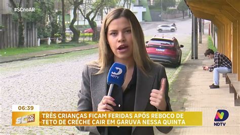 Reboco de creche desaba e fere três crianças em Garuva