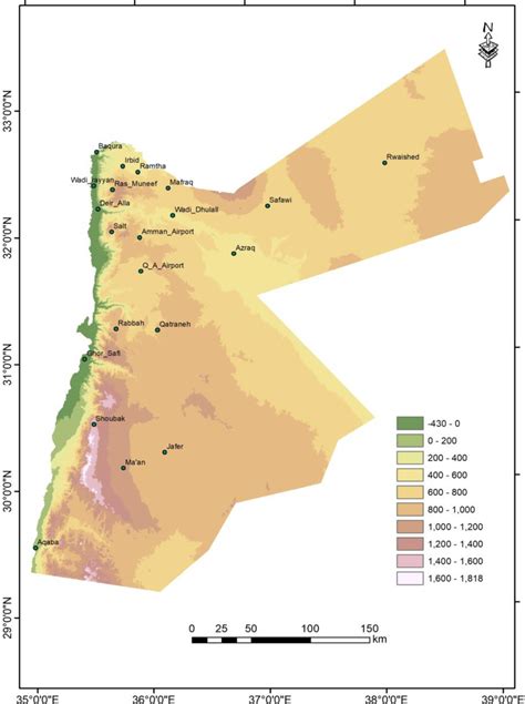 Elevation (m above sea level) of study area along with the measuring ...