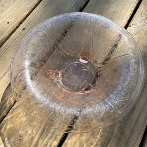 Vintage Jeanette Pink Cherry Blossom Depression Glass Footed Bowl Ebay