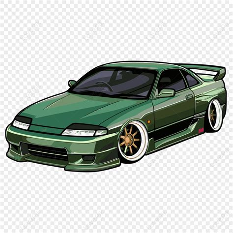 gambar jdm clipart mobil balap hijau  latar belakang putih