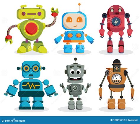 Robot Toys Vector Characters Set. Colorful Kids Robots Elements Illustration 123895712 - Megapixl