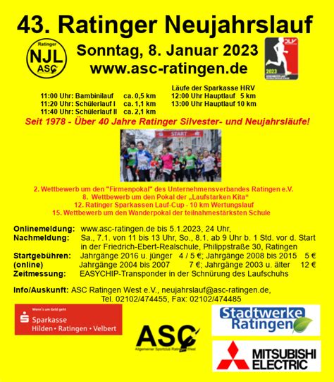 Ratinger Neujahrslauf In Den Startl Chern Asc Ratingen West