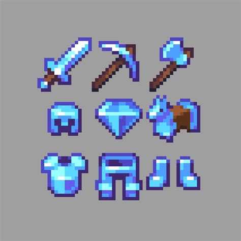 Minecraft Diamond Sword Pixel Art