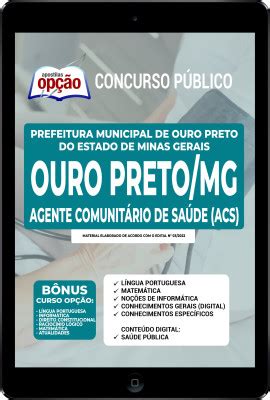 Apostila Prefeitura Ouro Preto PDF Agente Comunitário Saúde 2022