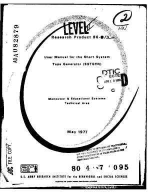 Fillable Online USER Manual For The Short System Tape Generator SSTGEN