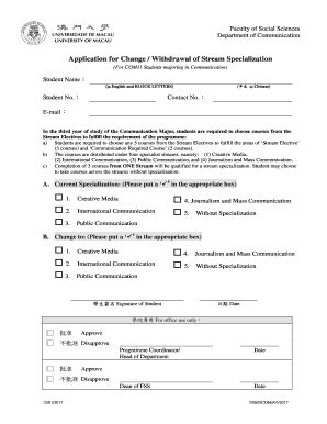 Fillable Online Stream Specialization Declaration Form The Department