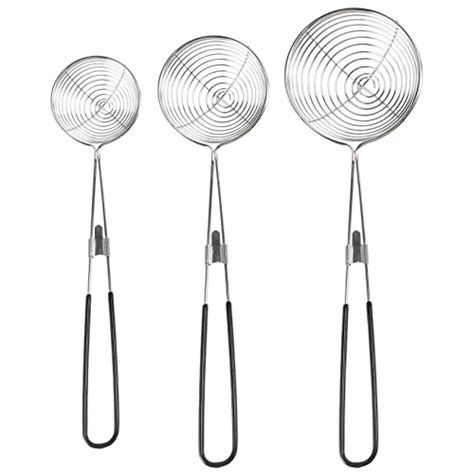 Ksrnsne Piece Round Hot Pot Strainer Stainless Steel Asian Spider Skimming Spoon Set Mesh