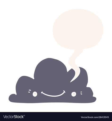 Cute Cartoon Cloud And Speech Bubble In Retro Vector Image