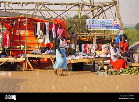 Women Traders Selling Merchandise At Roadside Kiosk In Kampala Uganda