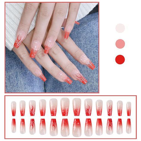 Syinda 24 Pieces Press Nails French Tip Nails Glossy Fake Nails Fake