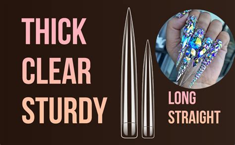 Amazon Extra Long Stiletto Nail Tips Rosy Finch Pcs Xxl Clear