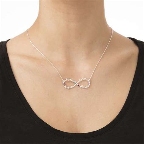 Infinity 4 Names Necklace With Birthstones Damnae Jewelry