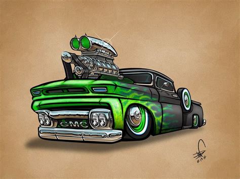 Pin By Mark Stubbington On Automotive Art Cool Car Drawings Truck Art Cartoon Car Drawing