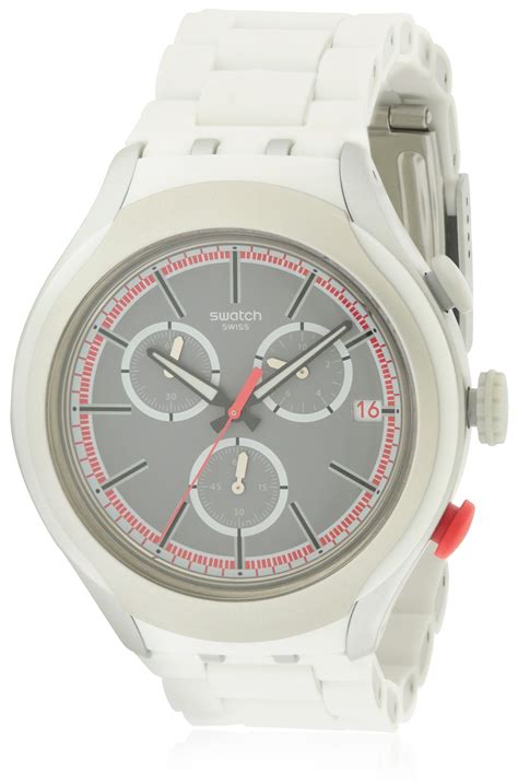 Swatch White Attack Aluminium Chronograph Mens Watch Yys4019ag Ebay