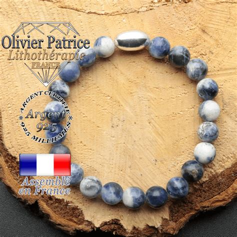 Bracelet en pierre de sodalite naturelle avec son apprêt olive en