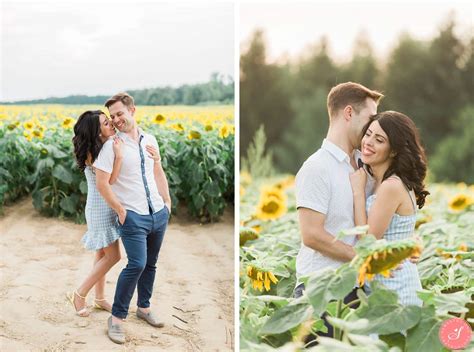 Toronto Sunflower Engagement Photos Flower Field Farm