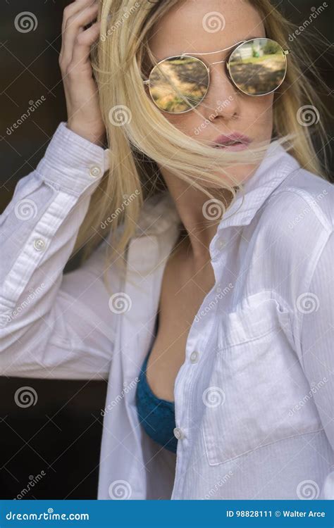 Blonde Model Posing Outdoors Stock Image Image Of Hair Lifestyle 98828111
