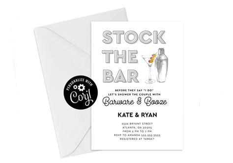 Stock The Bar Martini Couples Shower Invite Etsy