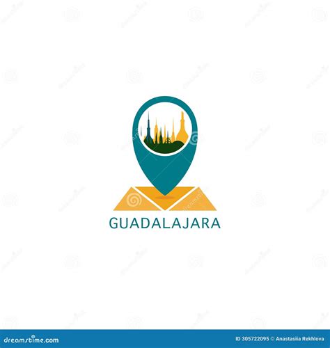 Guadalajara City Map Pin Point Vector Logo Stock Illustration