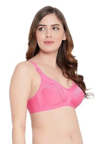 Push Up Lycra Cotton Women Full Coverage Non Padded Lace Pink Bra