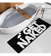 Amazon LINROMIA Boho Bathroom Rug Get Naked Bath Mat Small Black
