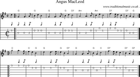 Scottish Tune Sheetmusic Midi Mp3 Guitar Chords Tabs Angus Macleod