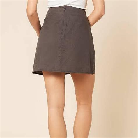 Nude Lucy Nima Linen Mini Skirt In Charcoal Dark Depop