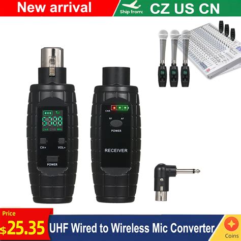 Uhf Wired To Wireless Microphone Converter Mic Transmitter Receiver