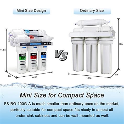 FS TFC Reverse Osmosis Water Filtration System 100 GPD 5 Stage Under